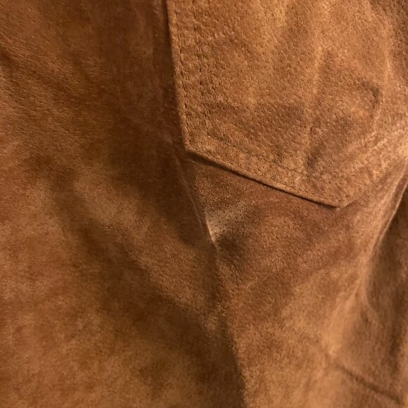 Vintage Brown Suede Leather Paper Bag Shorts High Rise | Size L/XL - Picture 8 of 13